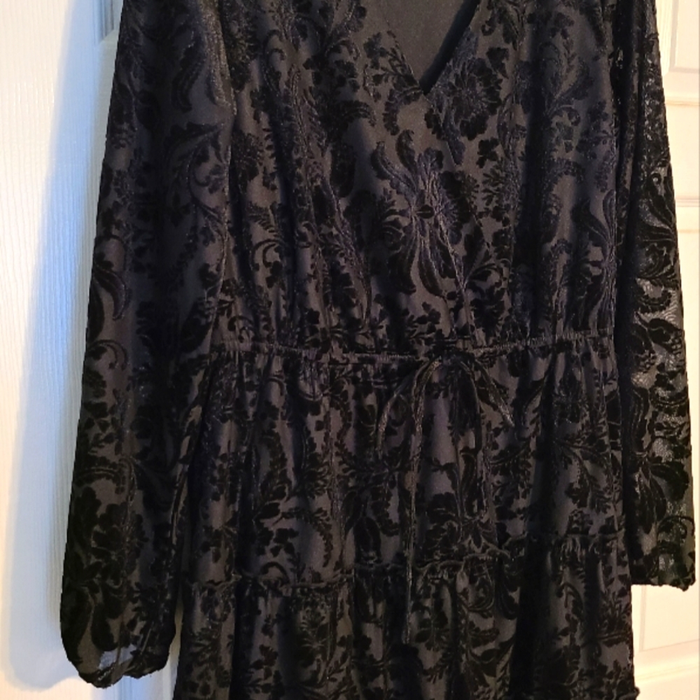 NWT, City Studio Black Velvet Skater Dress, L